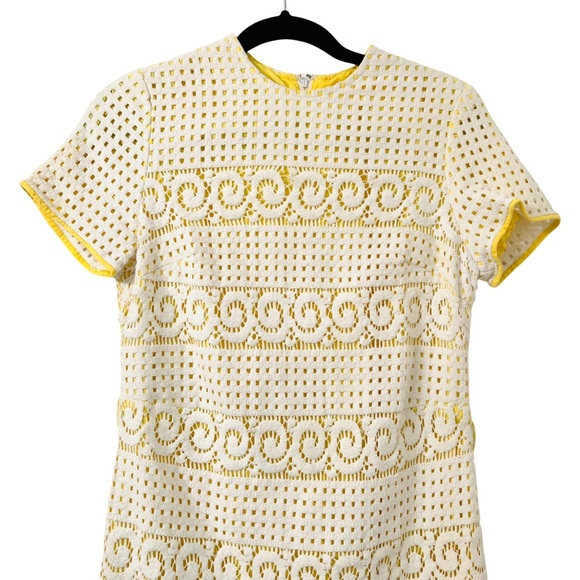 VINTAGE HENRY-LEE Crochet Lace Midi Dress in Ivory/Yellow - Picture 5 of 8